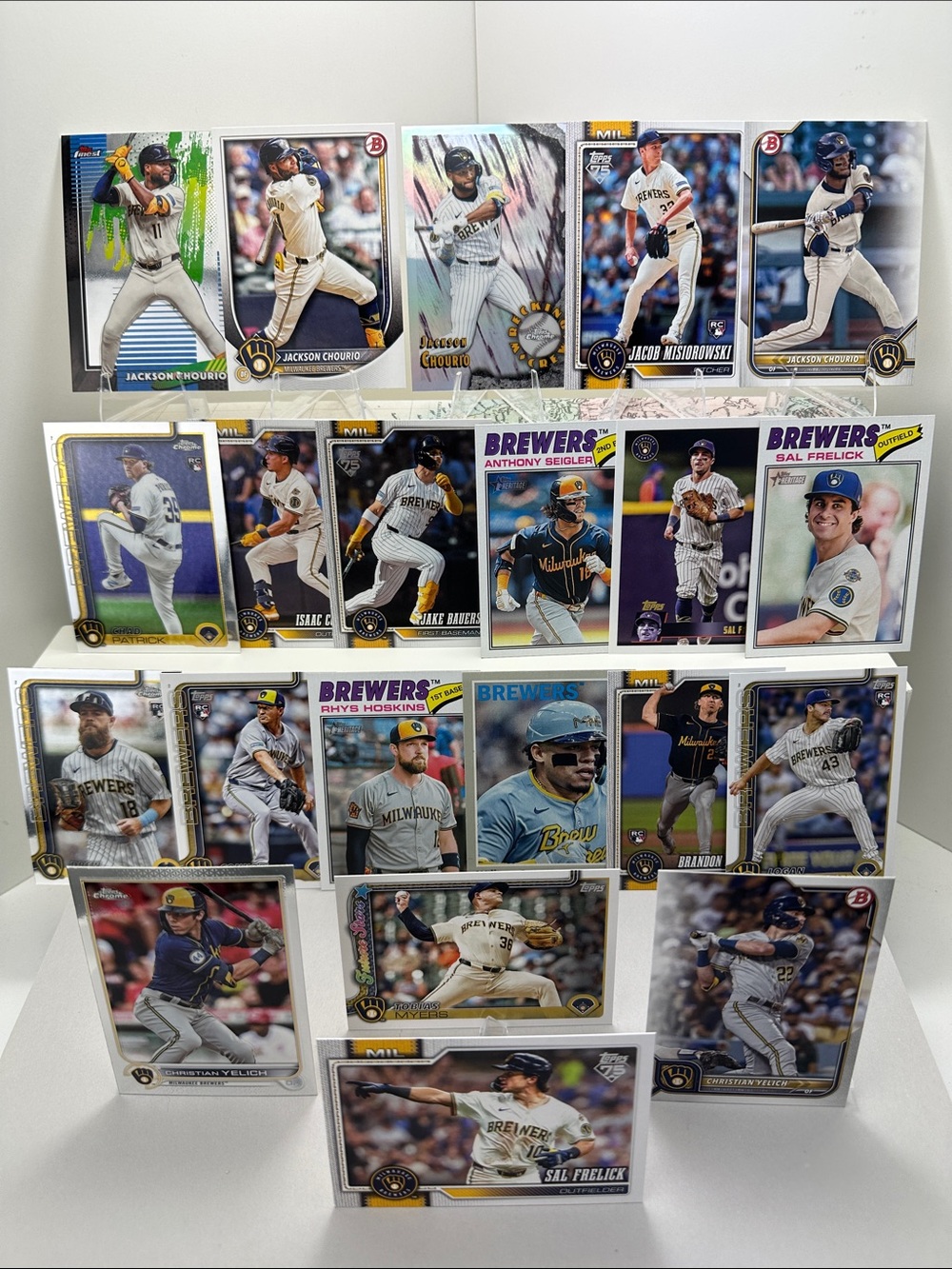 Jackson Chourio & Jacob Misiorowski Rookies Brewers lot of 21 w/ Yelich/Sproat